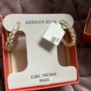 Gold Cubic Zirconia Hoop Earrings